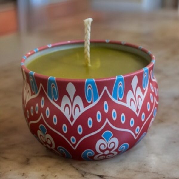 Mosaic Jar Beeswax Candle: Red