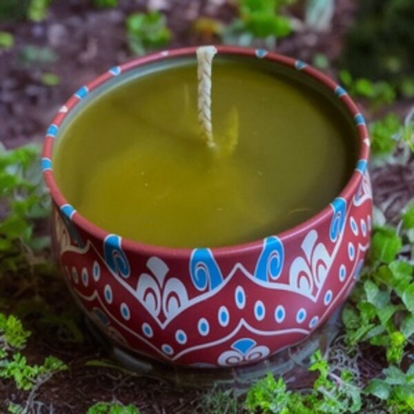Mosaic Jar Beeswax Candle: Red