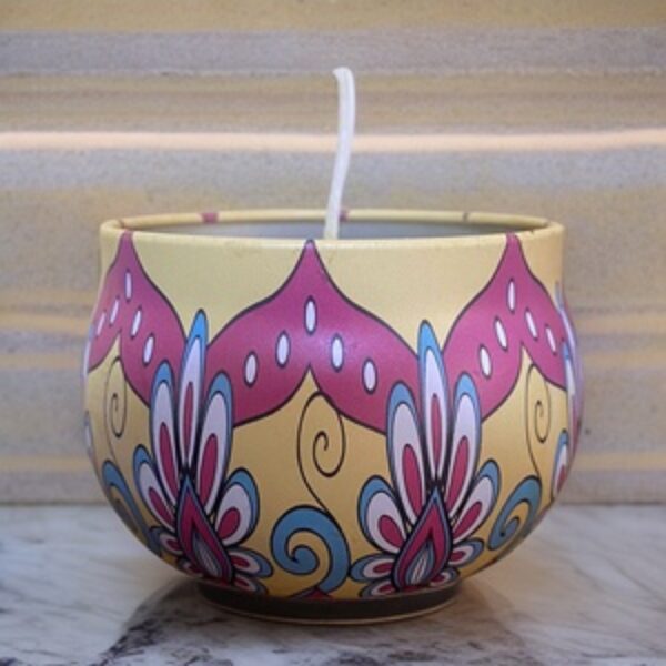 Mosaic Beeswax Candle: Cream