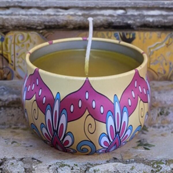 Mosaic Beeswax Candle: Cream